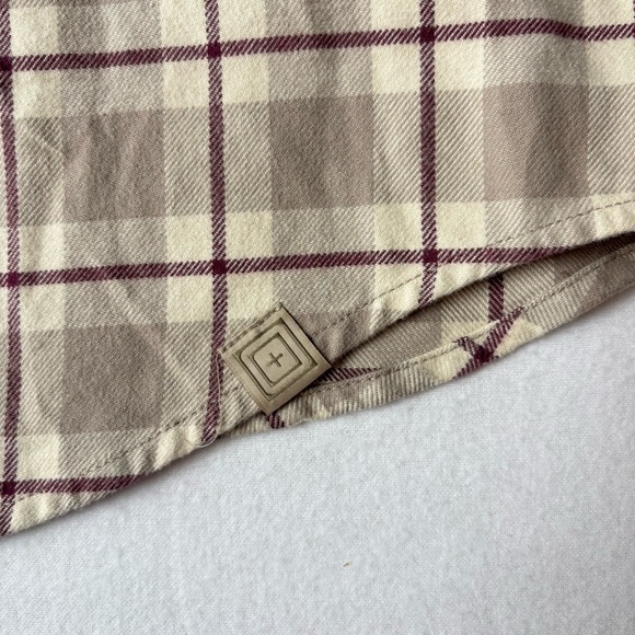 New 5.11 Tactical Ruth Flannel Shirt Womens Large Plaid Beige Pockets Military - Picture 9 of 16